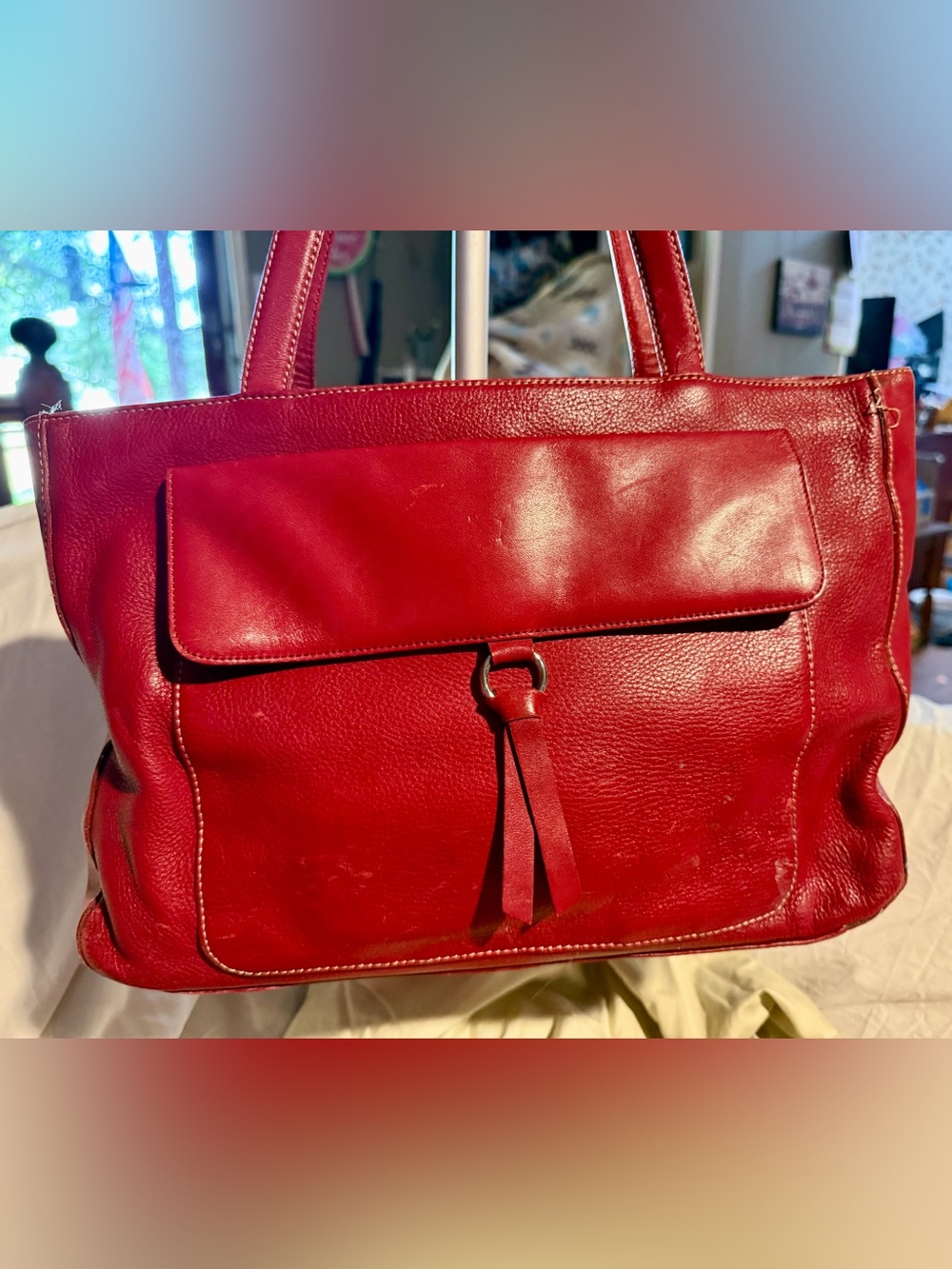 Ann Taylor Soft Red Leather purse/tote